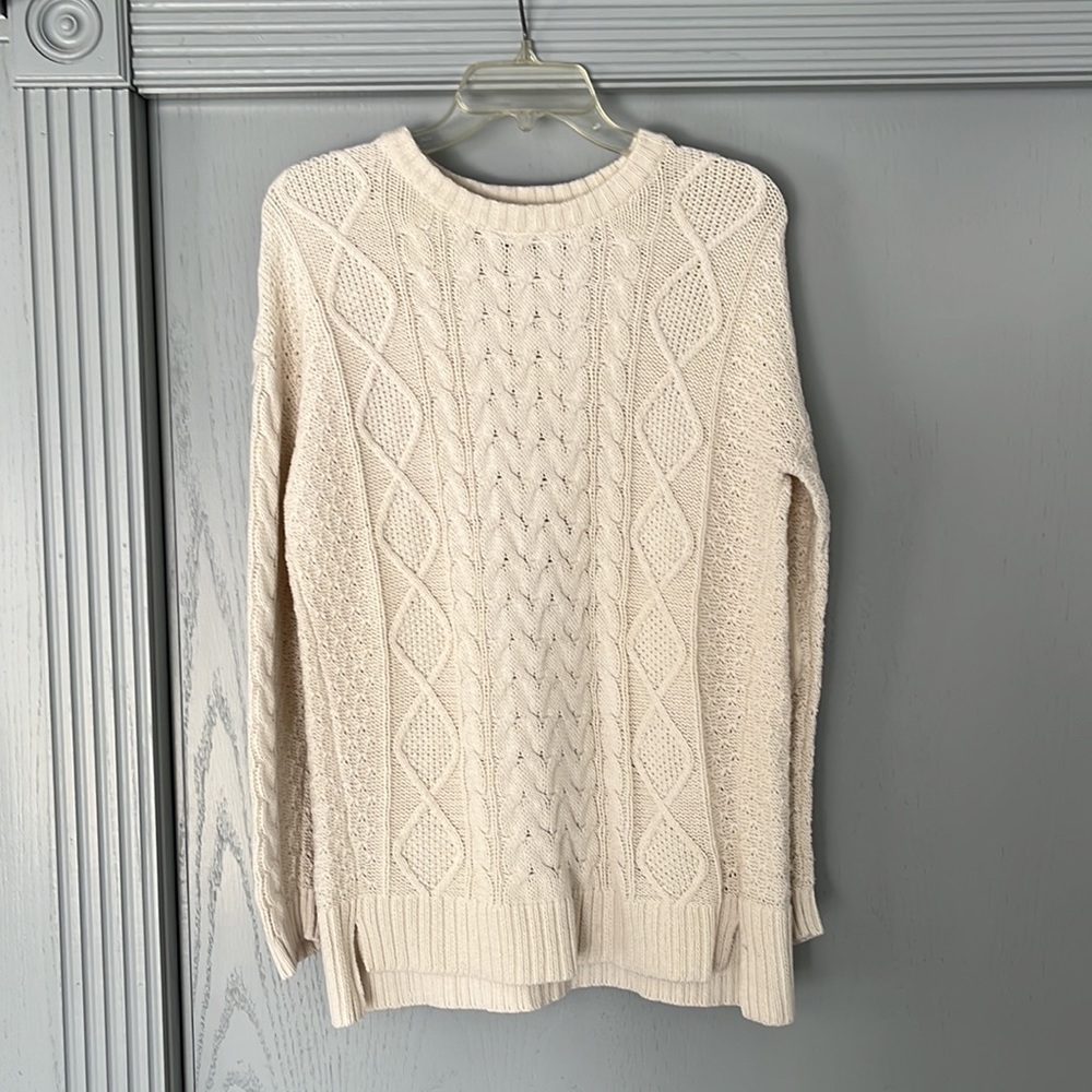 BDG by Urban Outfitters Cream Cable Knit Tunic Sweater